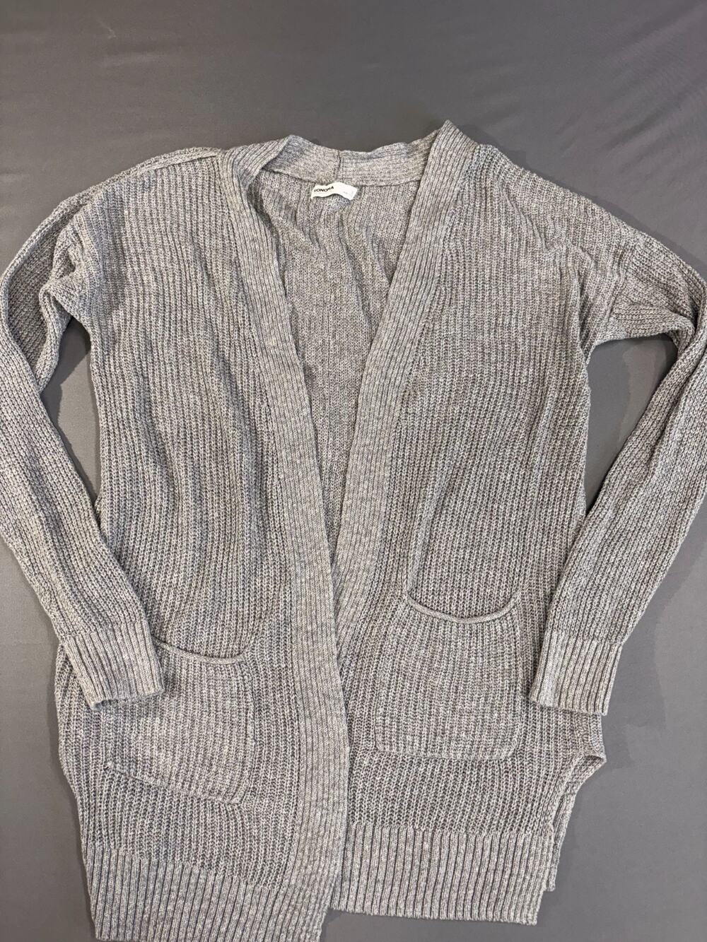 Sonoma Size SM Open Front Cardigan Sweater Gray Long Sleeve Open Knit